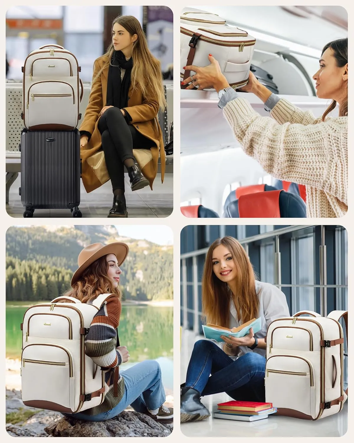 LOVEVOOK Travel Essentials Carry on Backpack 40L Travels Backpack for Women,Waterproof TSA Personal Item Travels Bag Airline Flight Approved,Large Carry on Luggage Laptop Backpack with Packing Cubes