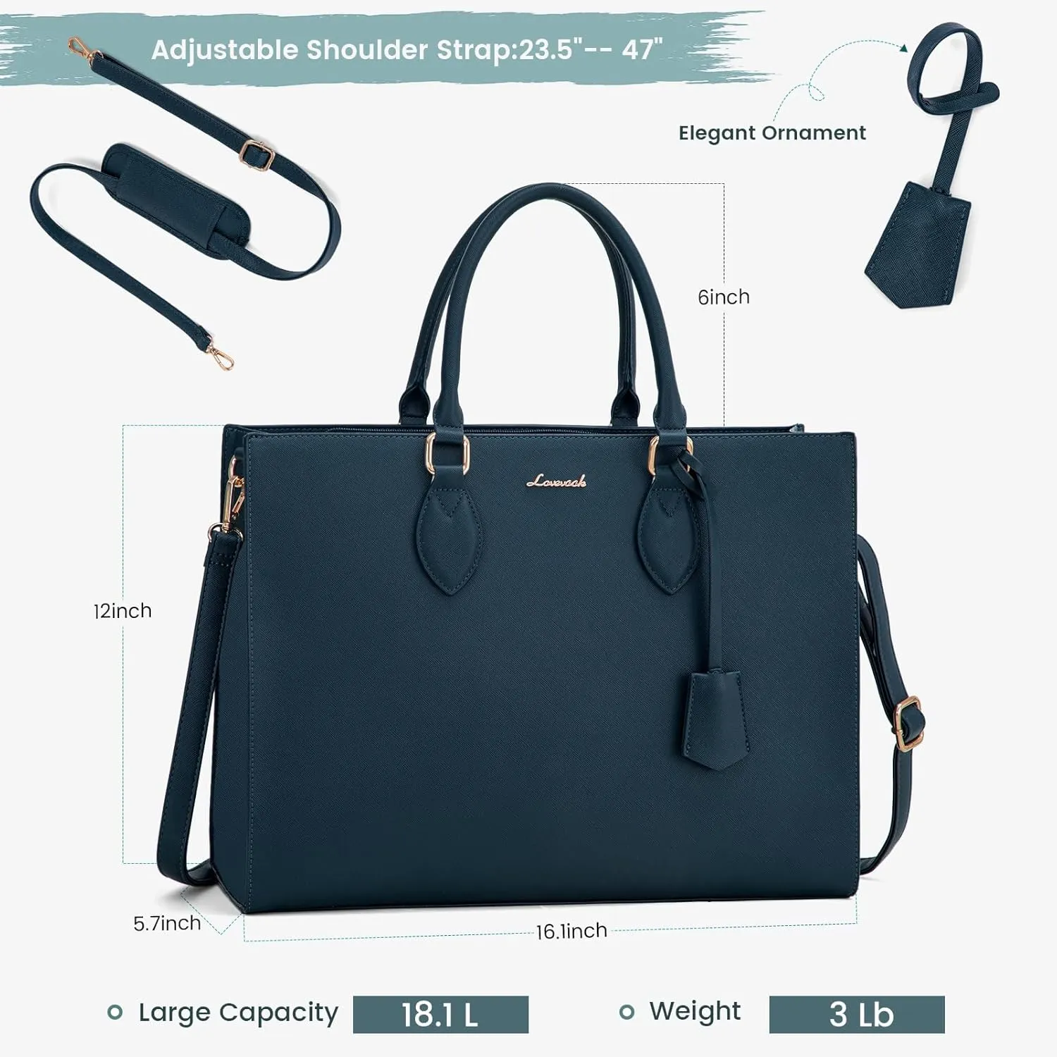 LOVEVOOK Women's 15.6 Inch Laptop Tote Briefcase Business Office Bag