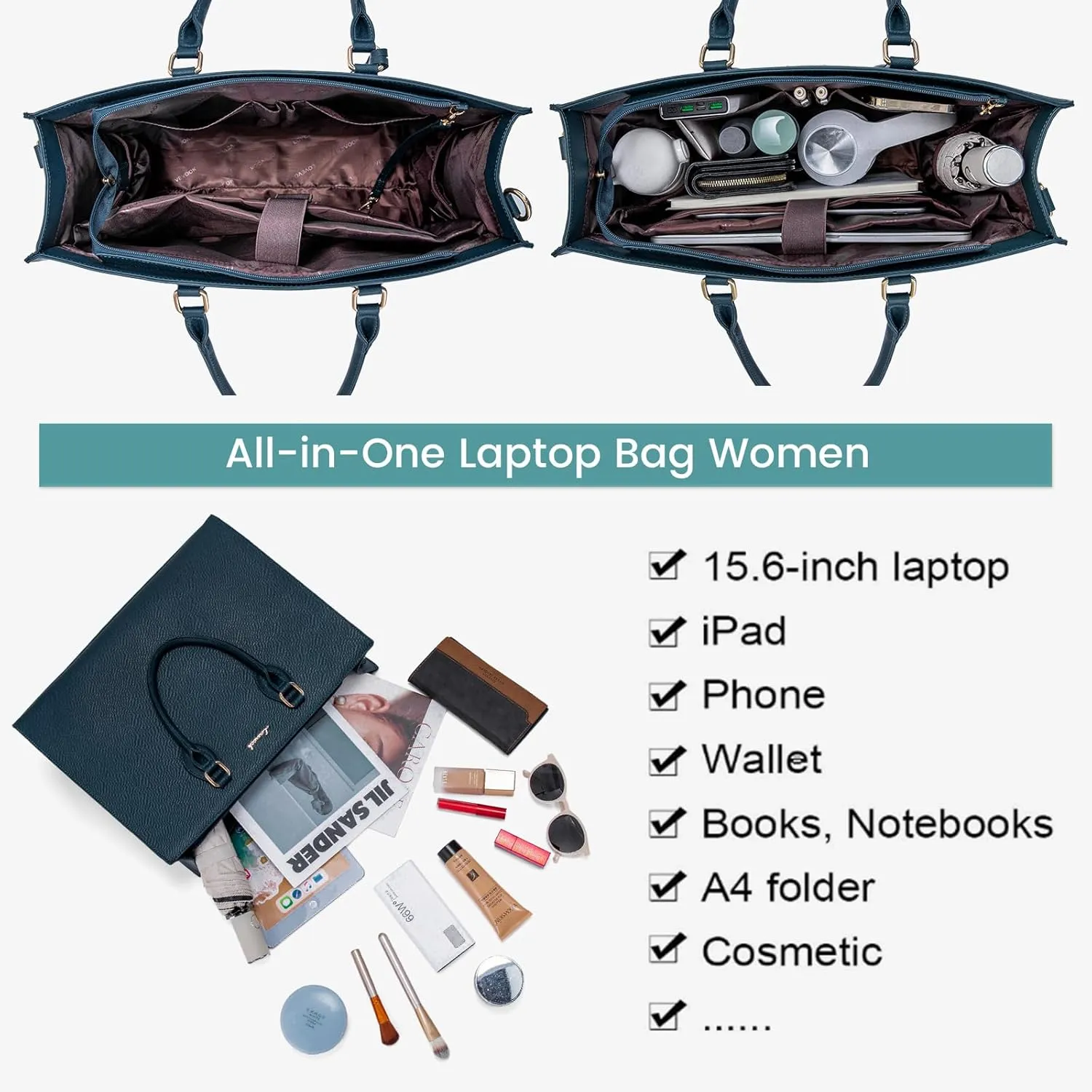 LOVEVOOK Women's 15.6 Inch Laptop Tote Briefcase Business Office Bag