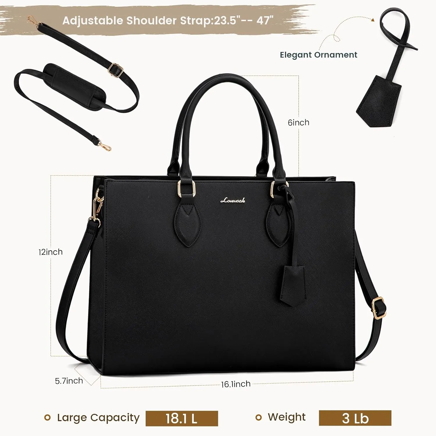 LOVEVOOK Women's 15.6 Inch Laptop Tote Briefcase Business Office Bag