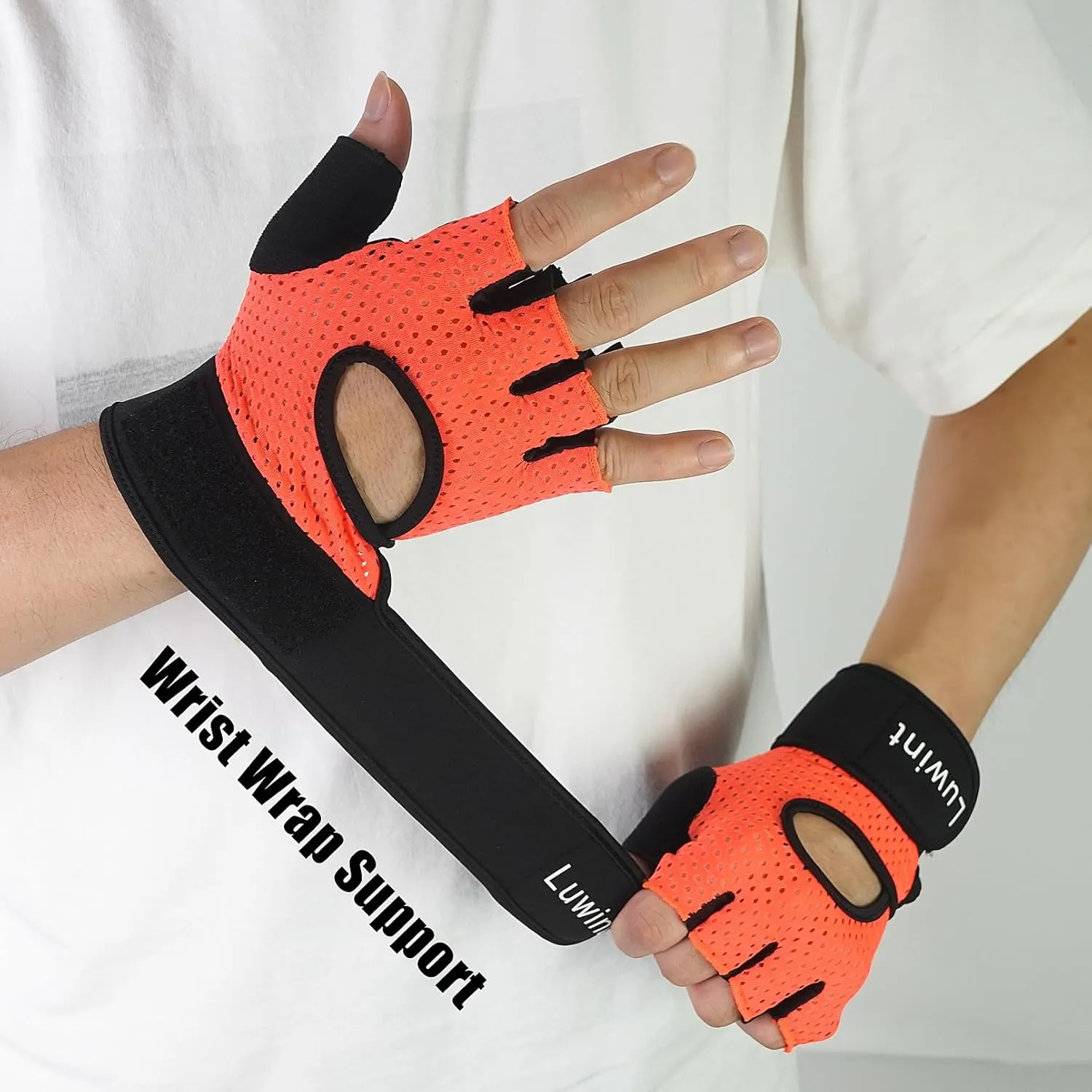 Luwint Ventilated Workout Gloves, Flexible Full Palm Wrist Support for Men and Women Exercise, Weight Lifting, Gym, Cycling