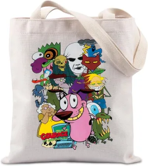 Lywjyb Birdgot Cartoon Themed Tote Bag 90s Cartoon TV Show Gift Scared Dog Gift Cartoon Lover Gift