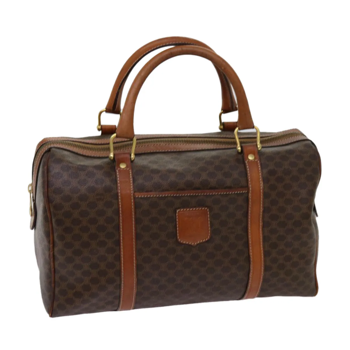 Macadam PVC Celine Canvas yk11406 Quality VIP-only deal Auth Boston Brown Top Bag Remote-controlled