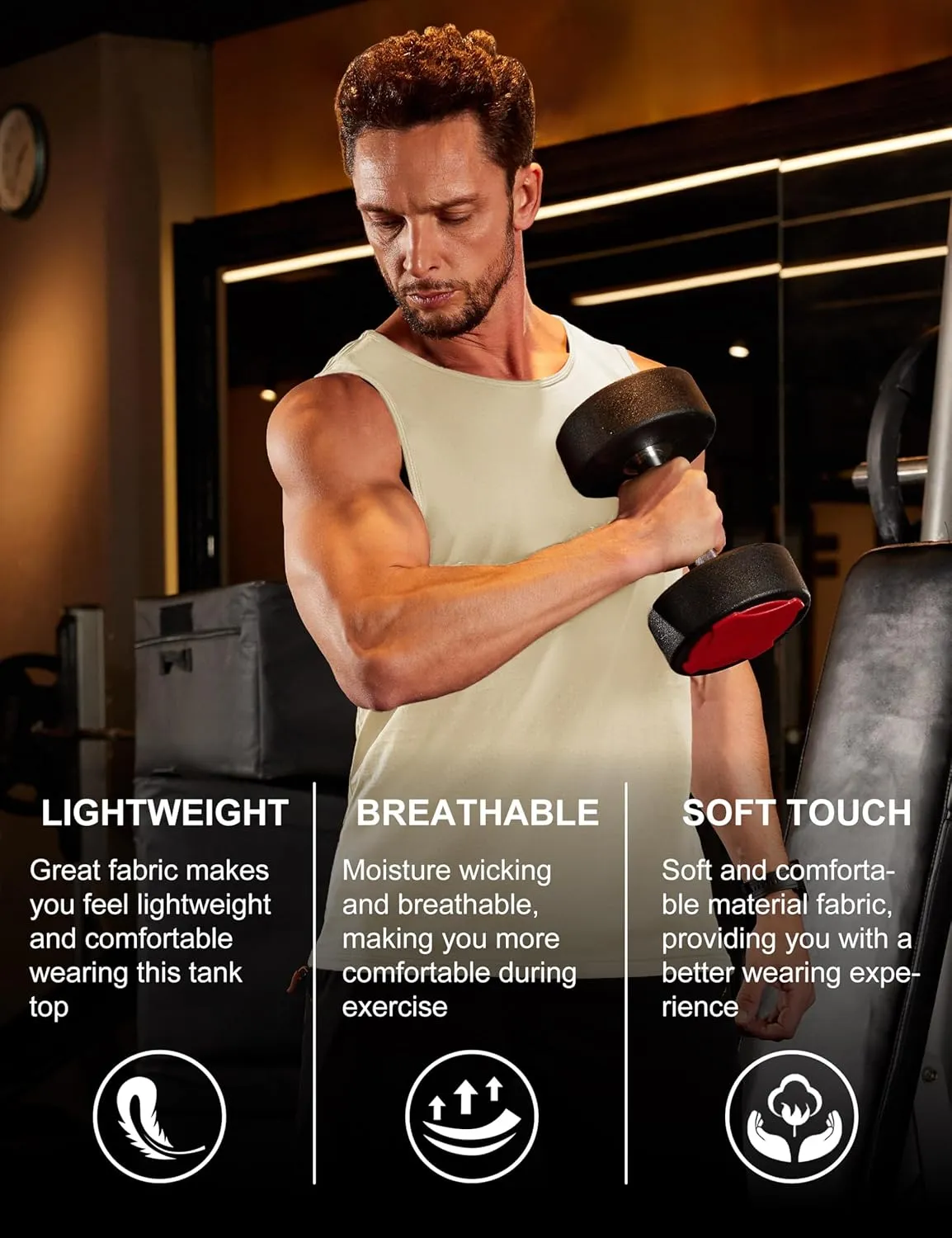 MAGCOMSEN Men's Tank Top Sleeveless Muscle Shirts Gym Workout Tank Tops Moisture Wicking Lightweight Summer Cut Off T Shirts