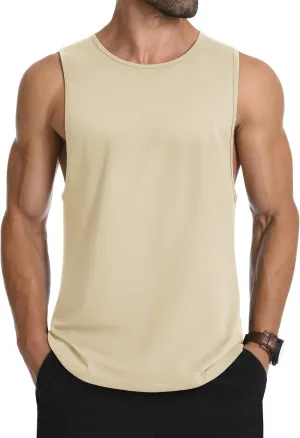 MAGCOMSEN Men's Tank Top Sleeveless Muscle Shirts Gym Workout Tank Tops Moisture Wicking Lightweight Summer Cut Off T Shirts