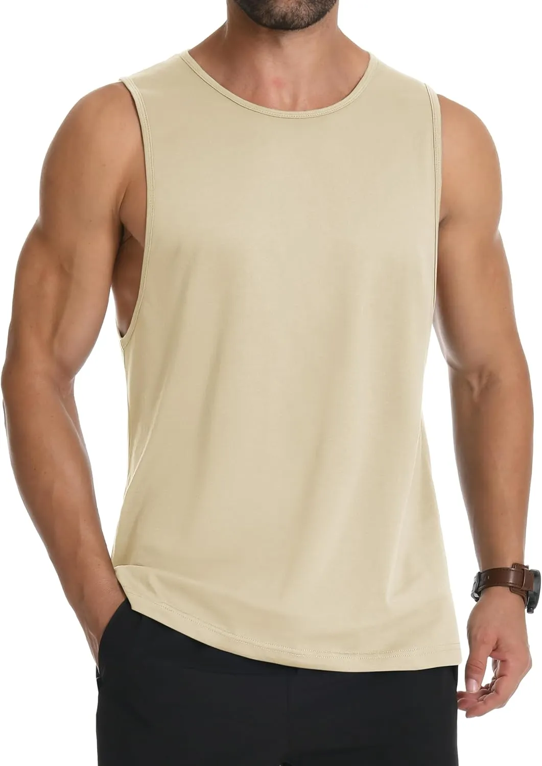 MAGCOMSEN Men's Tank Top Sleeveless Muscle Shirts Gym Workout Tank Tops Moisture Wicking Lightweight Summer Cut Off T Shirts