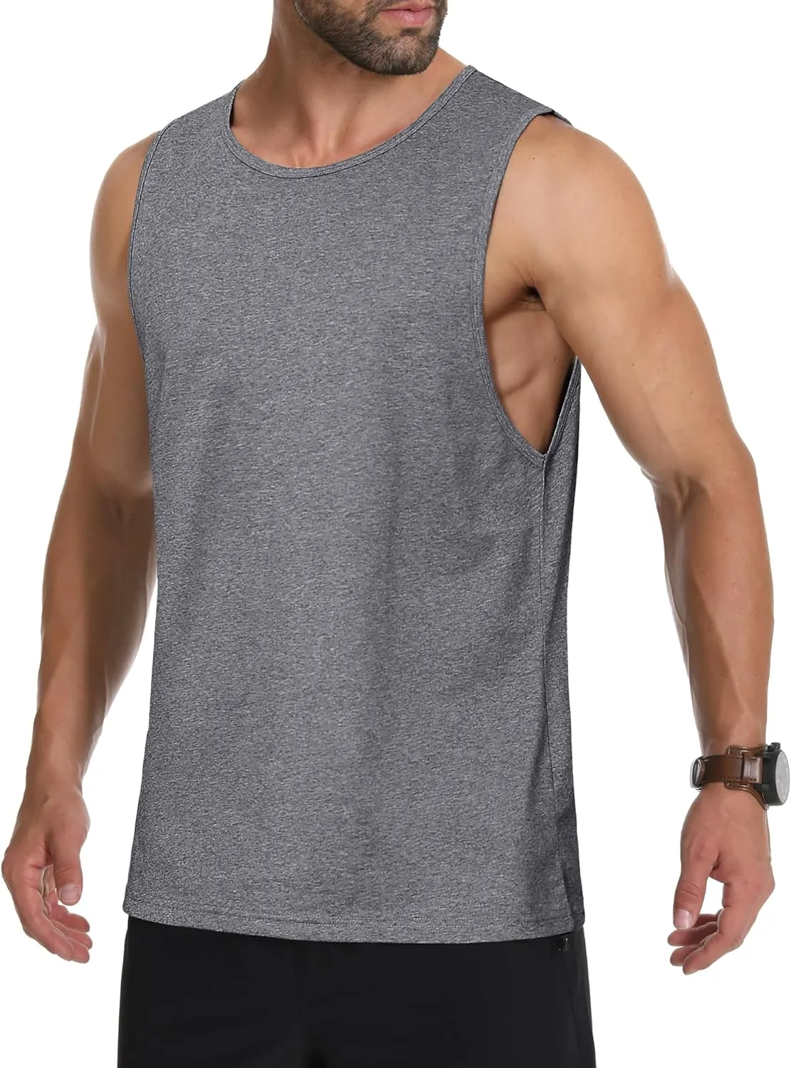 MAGCOMSEN Men's Tank Top Sleeveless Muscle Shirts Gym Workout Tank Tops Moisture Wicking Lightweight Summer Cut Off T Shirts