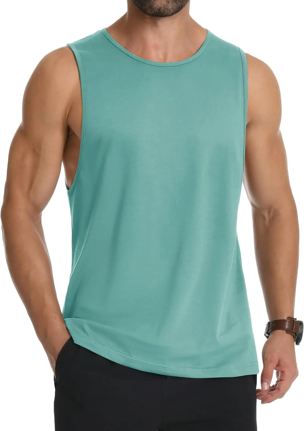 MAGCOMSEN Men's Tank Top Sleeveless Muscle Shirts Gym Workout Tank Tops Moisture Wicking Lightweight Summer Cut Off T Shirts
