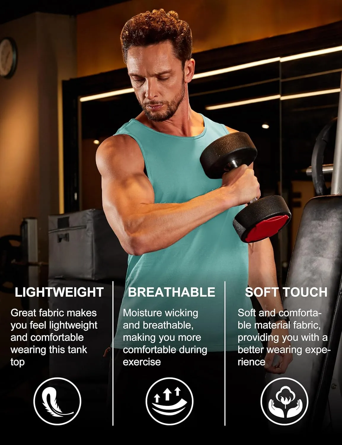 MAGCOMSEN Men's Tank Top Sleeveless Muscle Shirts Gym Workout Tank Tops Moisture Wicking Lightweight Summer Cut Off T Shirts