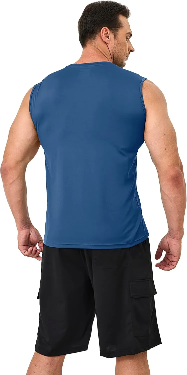 MAGCOMSEN Men's UPF 50  Tank Tops Quick Dry Workout Gym Sleeveless Muscle Shirts Summer Beach Swim Shirt