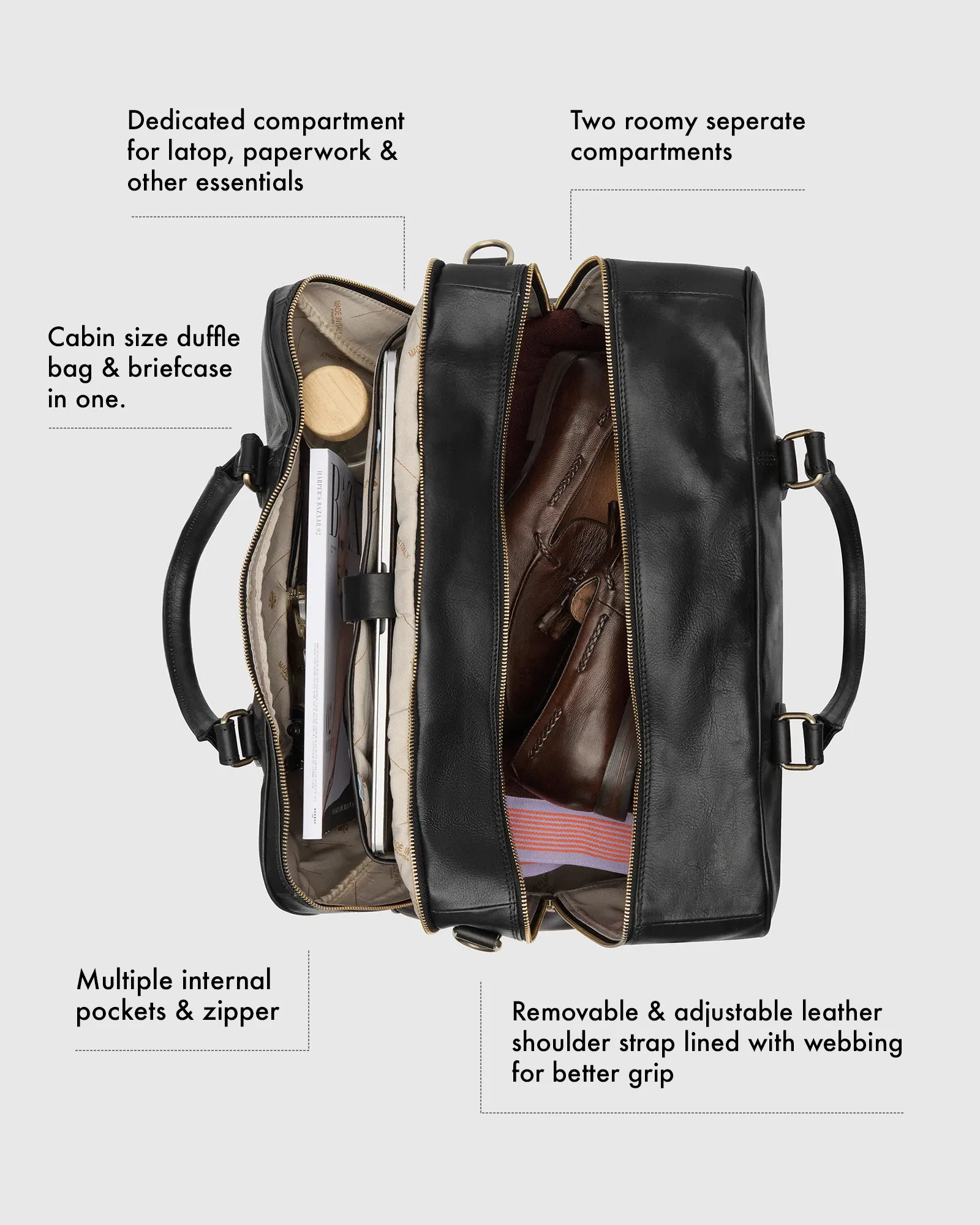 Magellan Matt Chocolate - Leather Duffle Bag