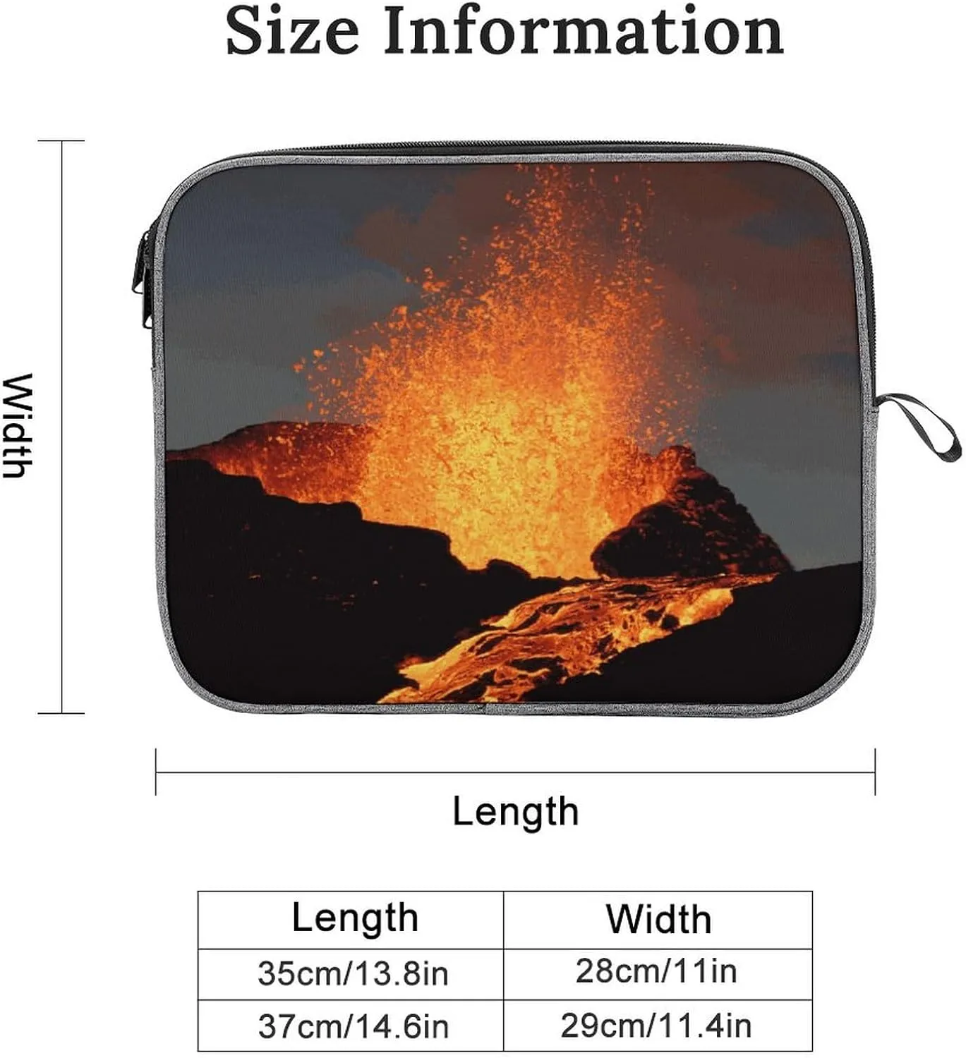 Magma Volcanoes Eruption Laptop Sleeve Slim Laptop Bag Snowflake Cloth Laptop Case Travel Gear for Unisex 14inch