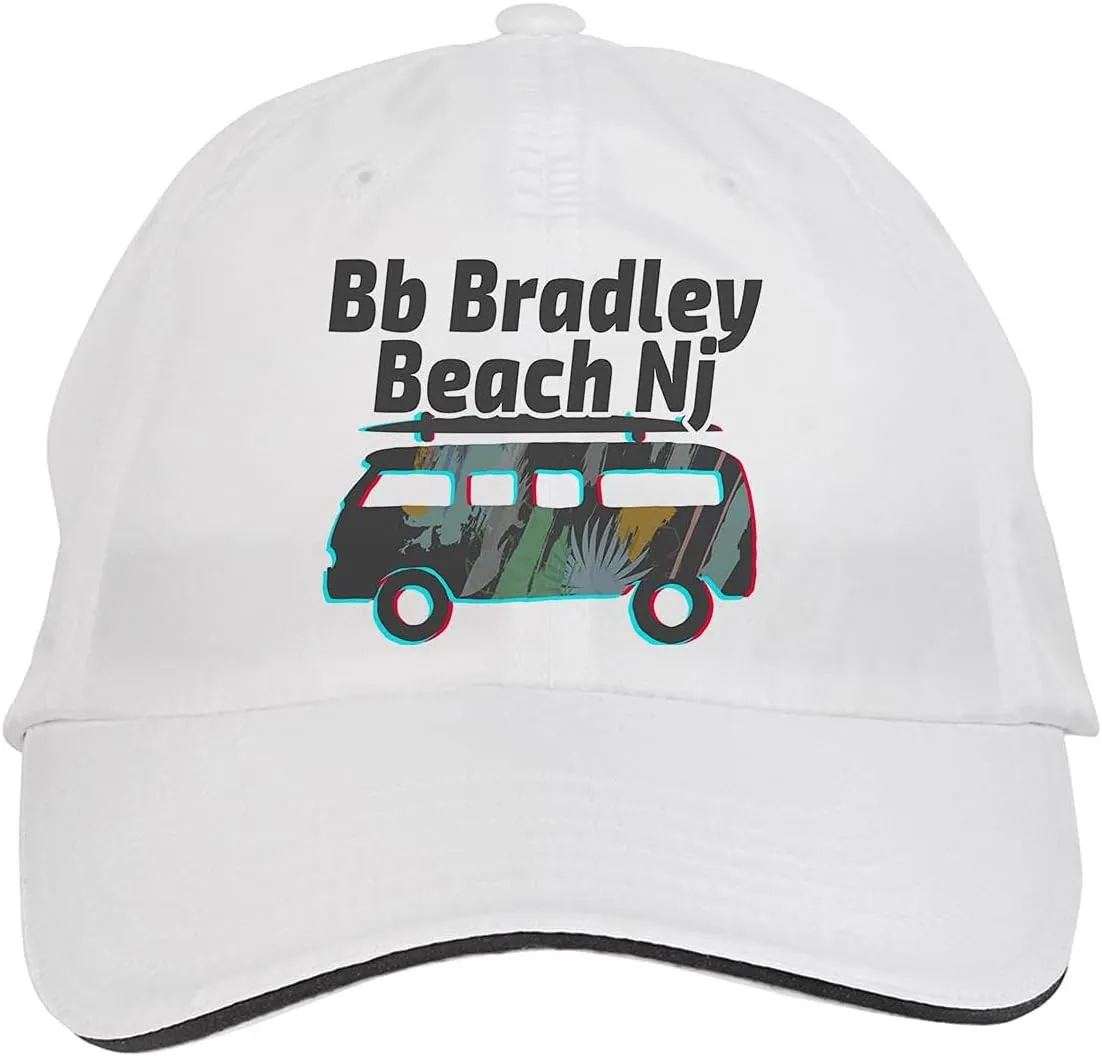 Makoroni - Bb Bradley Beach Nj Surf Surfing Beach Hat Adjustable Cap, DesF85 White