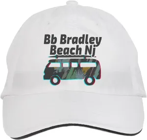 Makoroni - Bb Bradley Beach Nj Surf Surfing Beach Hat Adjustable Cap, DesF85 White