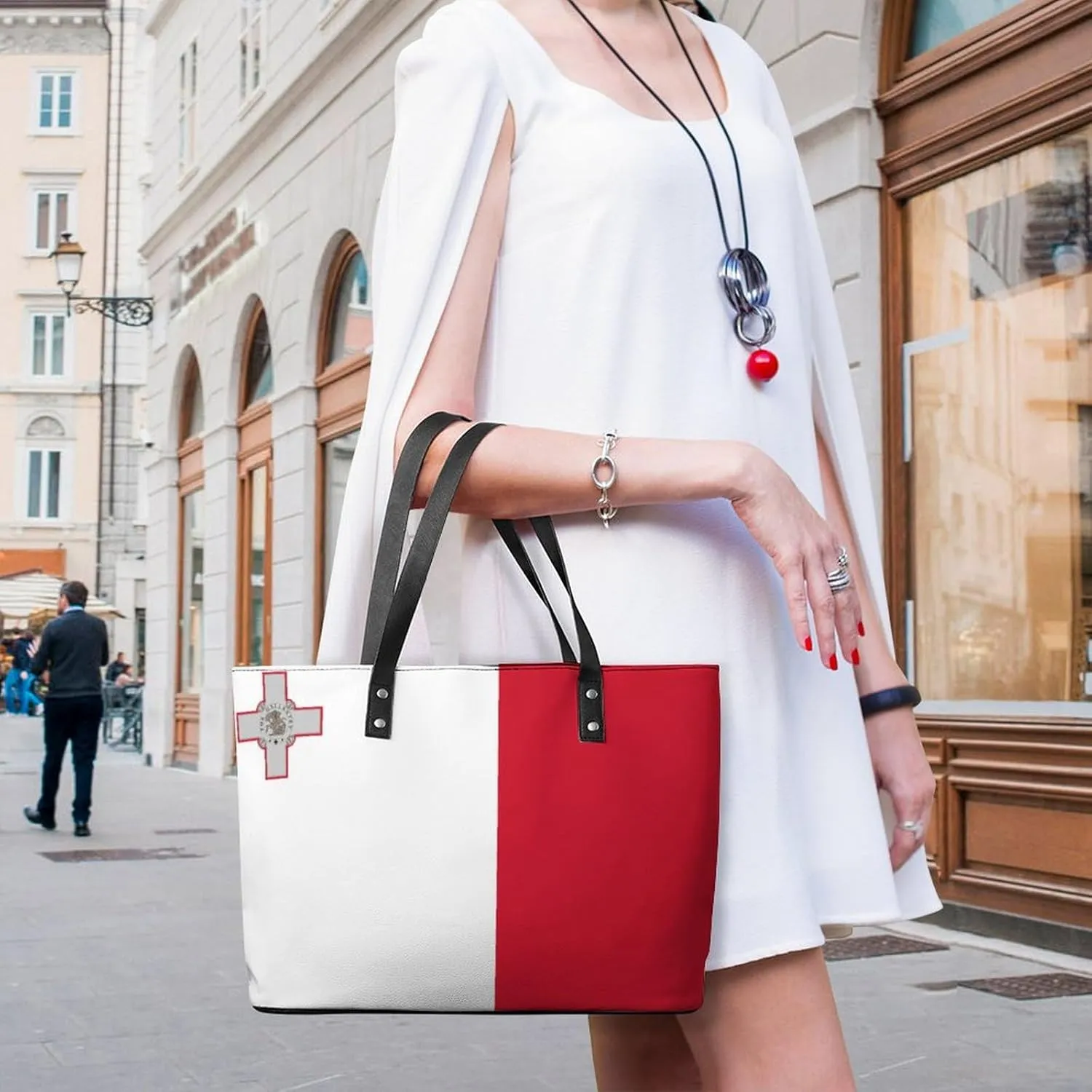 Malta Flag Women’s Tote Handbag Leather Stylish Organizer Bag for Shopping and Work