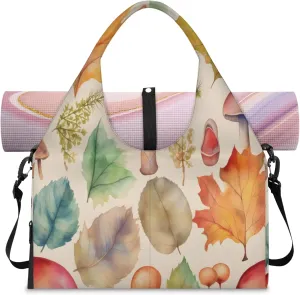 Maple Leaf Mushroom Women's Yoga Gym Bag - Adjustable shoulder strap with shoe compartment, large gym bag with multiple pockets for yoga mat, gym equipment and travel accessories