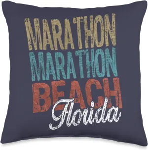 MARATHON BEACH Florida HIBISCUS & SCRIPT Three Tone Palm Throw Pillow