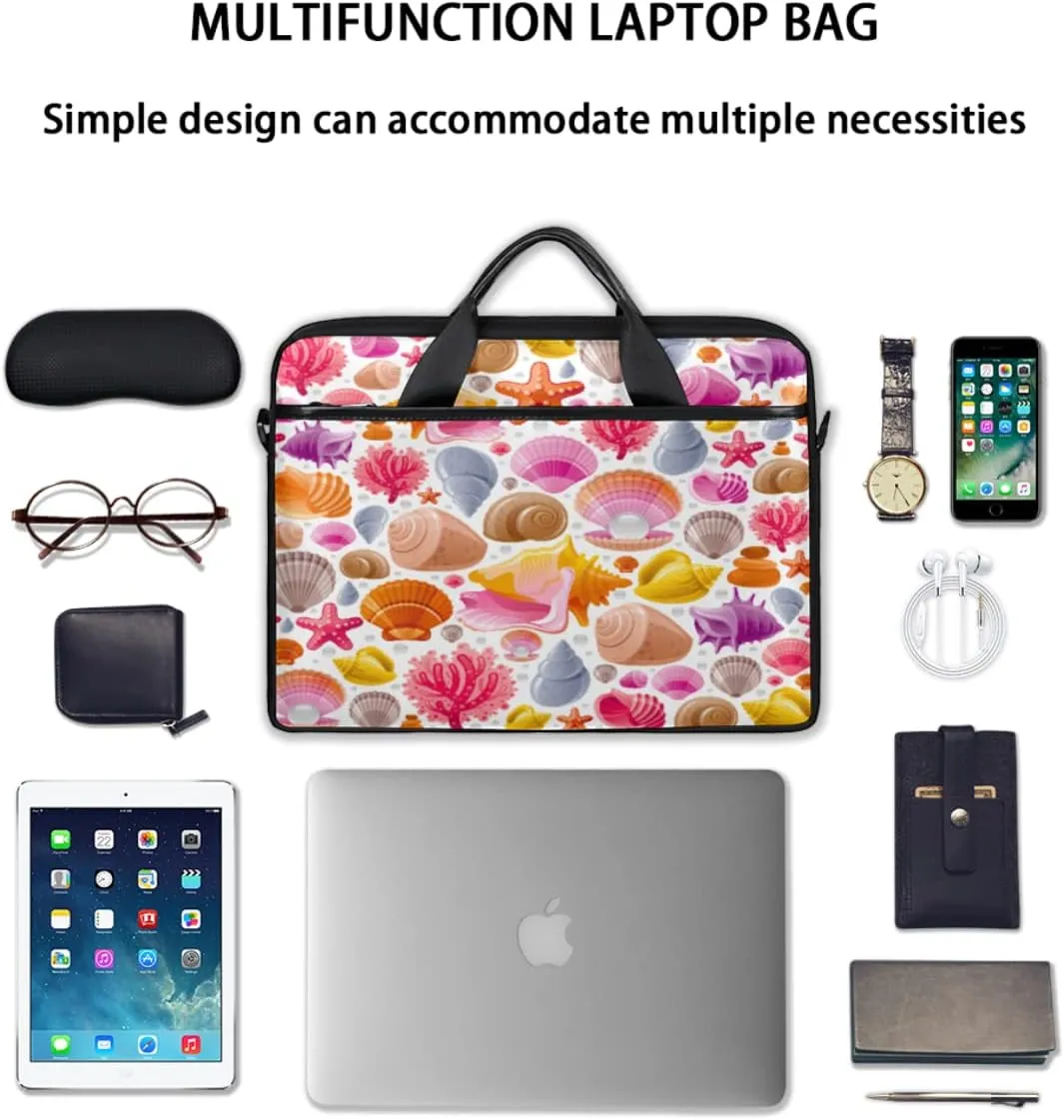 Marine Nautical Violet Pink Blue Laptop Shoulder Messenger Bag Waterproof Laptop Briefcase Handle Padded Strap