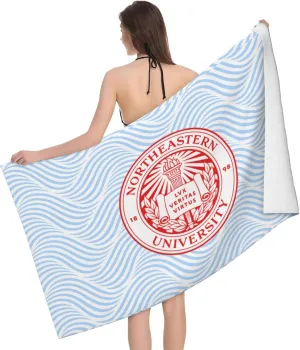Marsheng Northeastern University Logo Beach Towel, Oversized Pool Towel, Quick Dry Microfiber Beach Towel for Men and Women