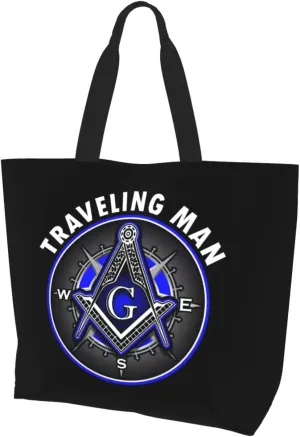 Masonic Shriner Freemason Compass Women'S Large Capacity Shoulder Shopping Bag, Reusable Handbag, Gift Bag