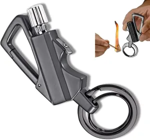 Matches Kerosene Lighter Keychain Outdoor, Reusable, Camping Mountaineering Hiking Tools(Black)