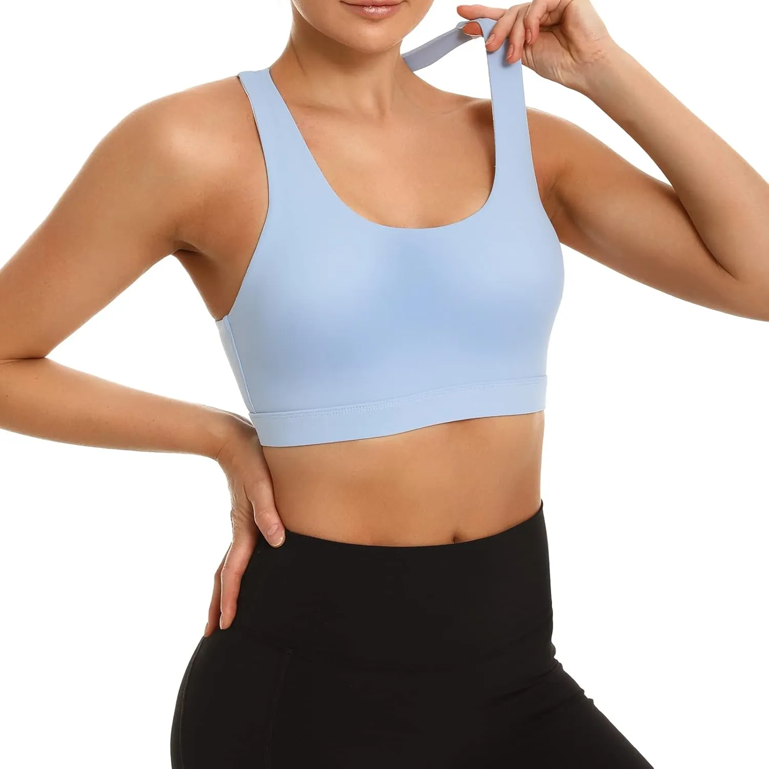 MATHACINO Sports Bra for Women, Criss Cross Racerback Yoga Bra Gym Top Workout Bra with Removable Pad Medium Support