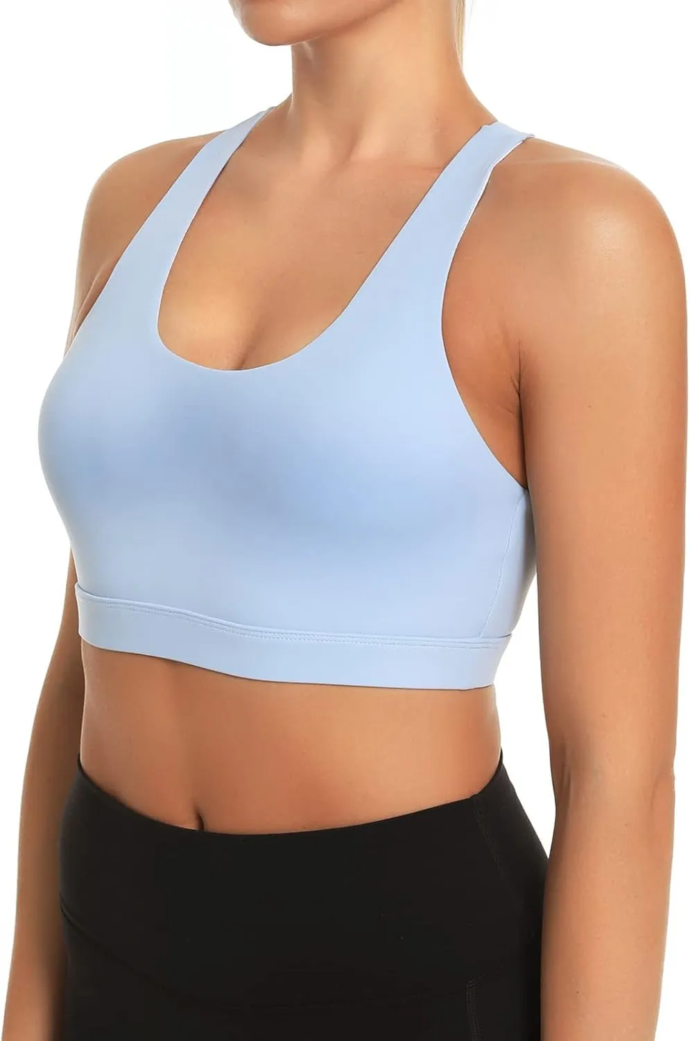 MATHACINO Sports Bra for Women, Criss Cross Racerback Yoga Bra Gym Top Workout Bra with Removable Pad Medium Support