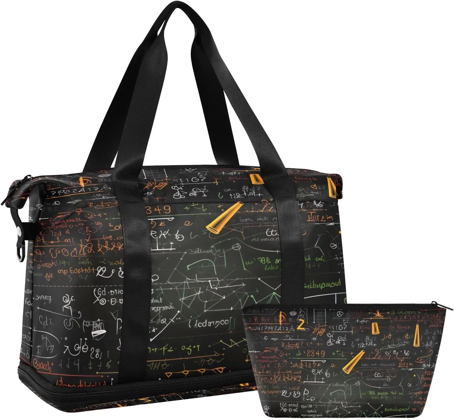 Mathematical Formulas Gym Bag - Weekender Overnight Bags for Women Men, Sport Travel Duffel Bag with Wet Pocket & Shoe Compartment
