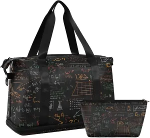 Mathematical Formulas Gym Bag - Weekender Overnight Bags for Women Men, Sport Travel Duffel Bag with Wet Pocket & Shoe Compartment