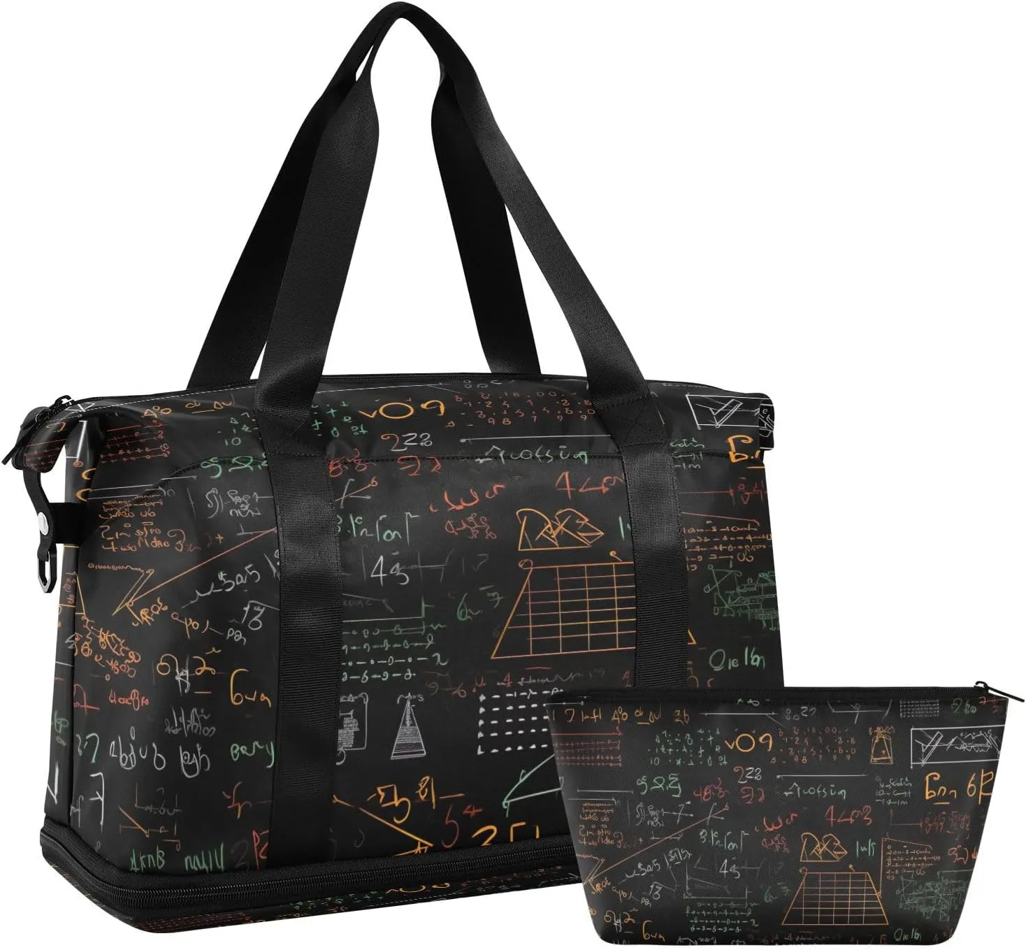 Mathematical Formulas Gym Bag - Weekender Overnight Bags for Women Men, Sport Travel Duffel Bag with Wet Pocket & Shoe Compartment