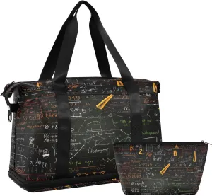 Mathematical Formulas Gym Bag - Weekender Overnight Bags for Women Men, Sport Travel Duffel Bag with Wet Pocket & Shoe Compartment