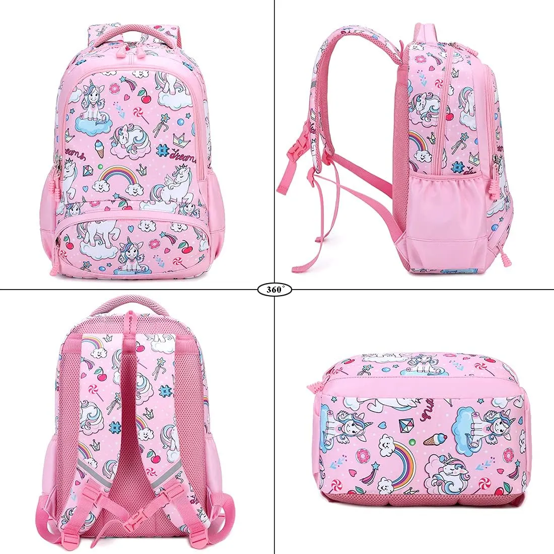 Meisohua School Backpacks Girls Unicorn Backpack with Lunch Bag and Pencil Case Kids 3 in 1 Bookbags School Bag Set