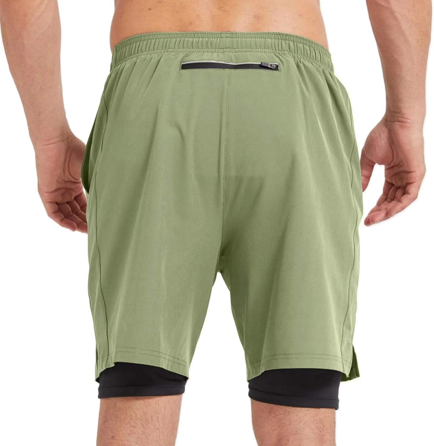 Men's 2-in-1 Athletic Running Shorts 7" Dry Fit Workout Gym Outdoor Sports Wear with Multiple Pockets Training Short