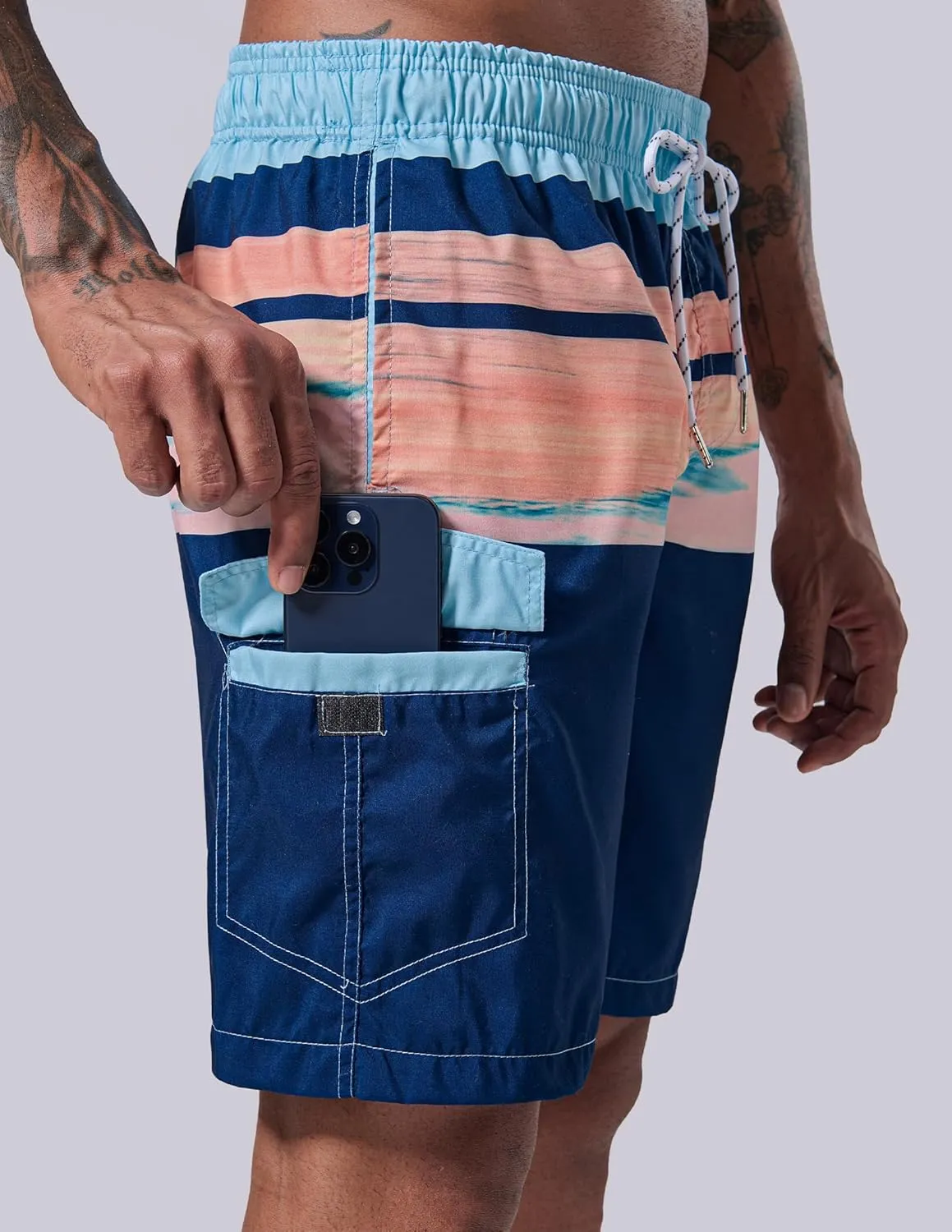 Men's 9" Quick Dry Swim Trunks with Mesh Lining and Cargo Pockets, Beach Shorts Bathing Suits