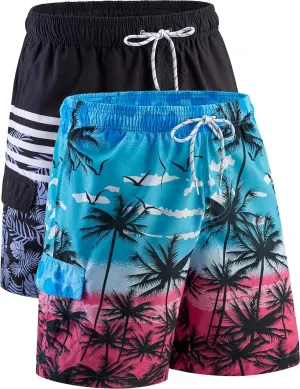 Men's 9" Quick Dry Swim Trunks with Mesh Lining and Cargo Pockets, Beach Shorts Bathing Suits