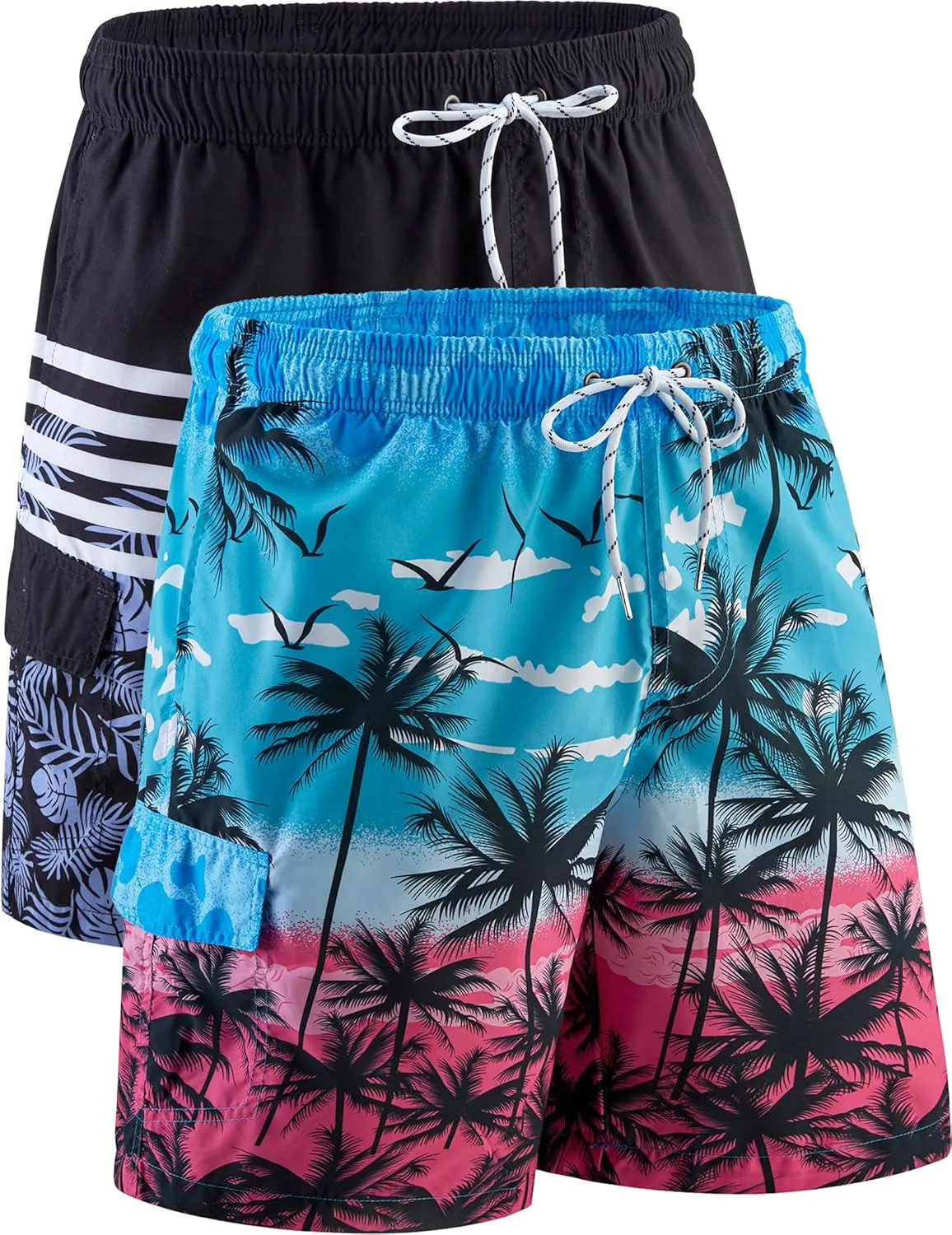 Men's 9" Quick Dry Swim Trunks with Mesh Lining and Cargo Pockets, Beach Shorts Bathing Suits