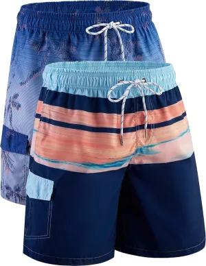 Men's 9" Quick Dry Swim Trunks with Mesh Lining and Cargo Pockets, Beach Shorts Bathing Suits