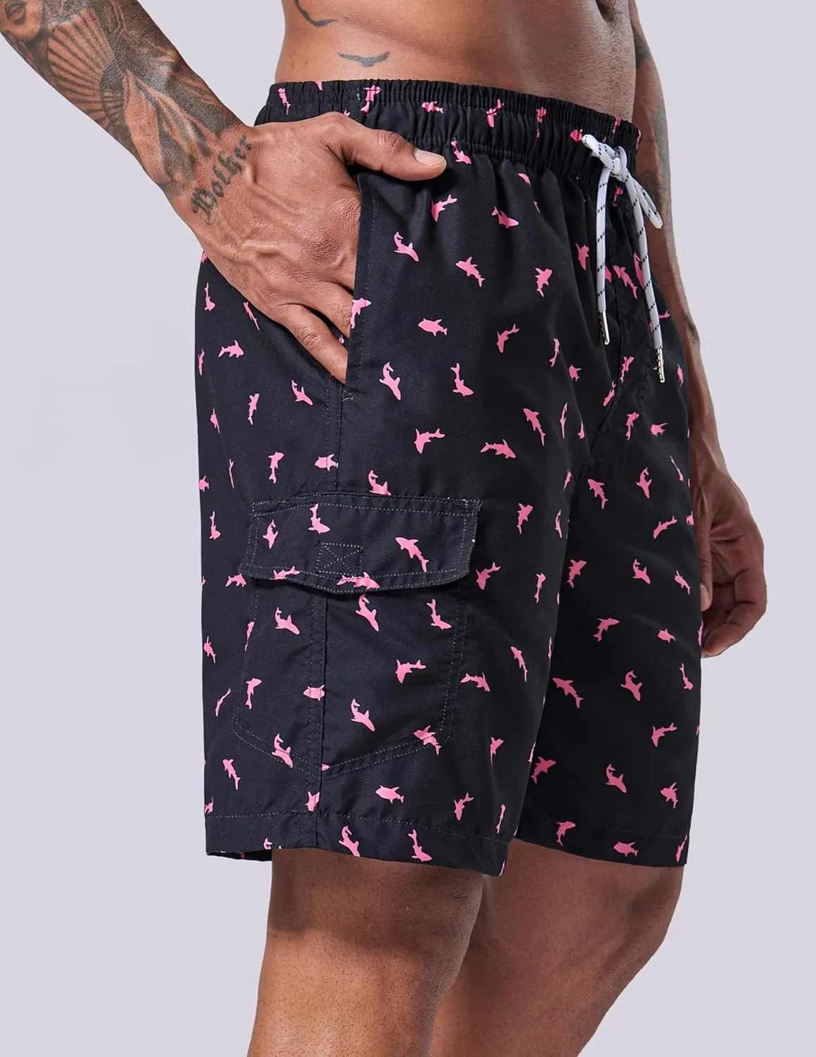 Men's 9" Quick Dry Swim Trunks with Mesh Lining and Cargo Pockets, Beach Shorts Bathing Suits