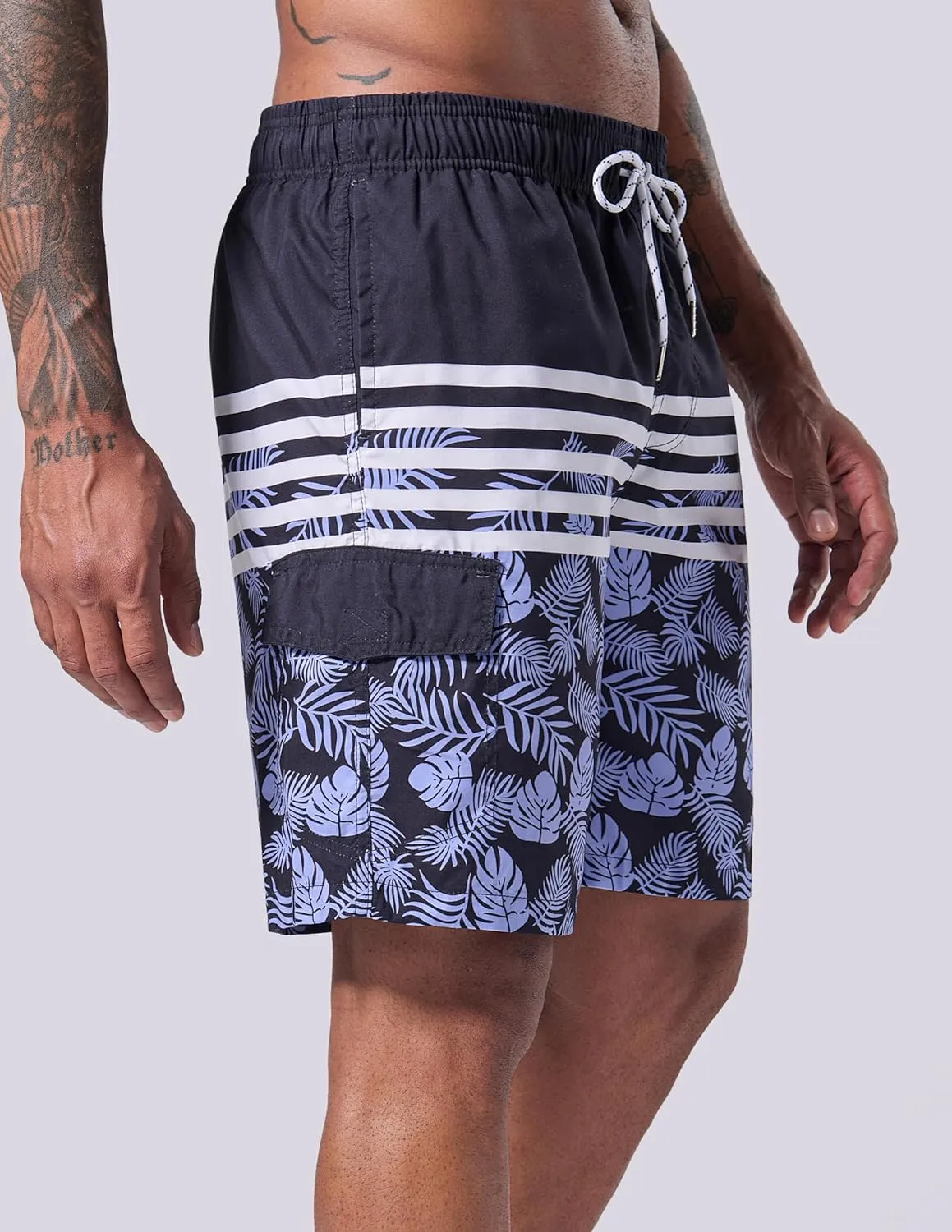 Men's 9" Quick Dry Swim Trunks with Mesh Lining and Cargo Pockets, Beach Shorts Bathing Suits