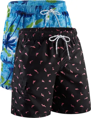 Men's 9" Quick Dry Swim Trunks with Mesh Lining and Cargo Pockets, Beach Shorts Bathing Suits