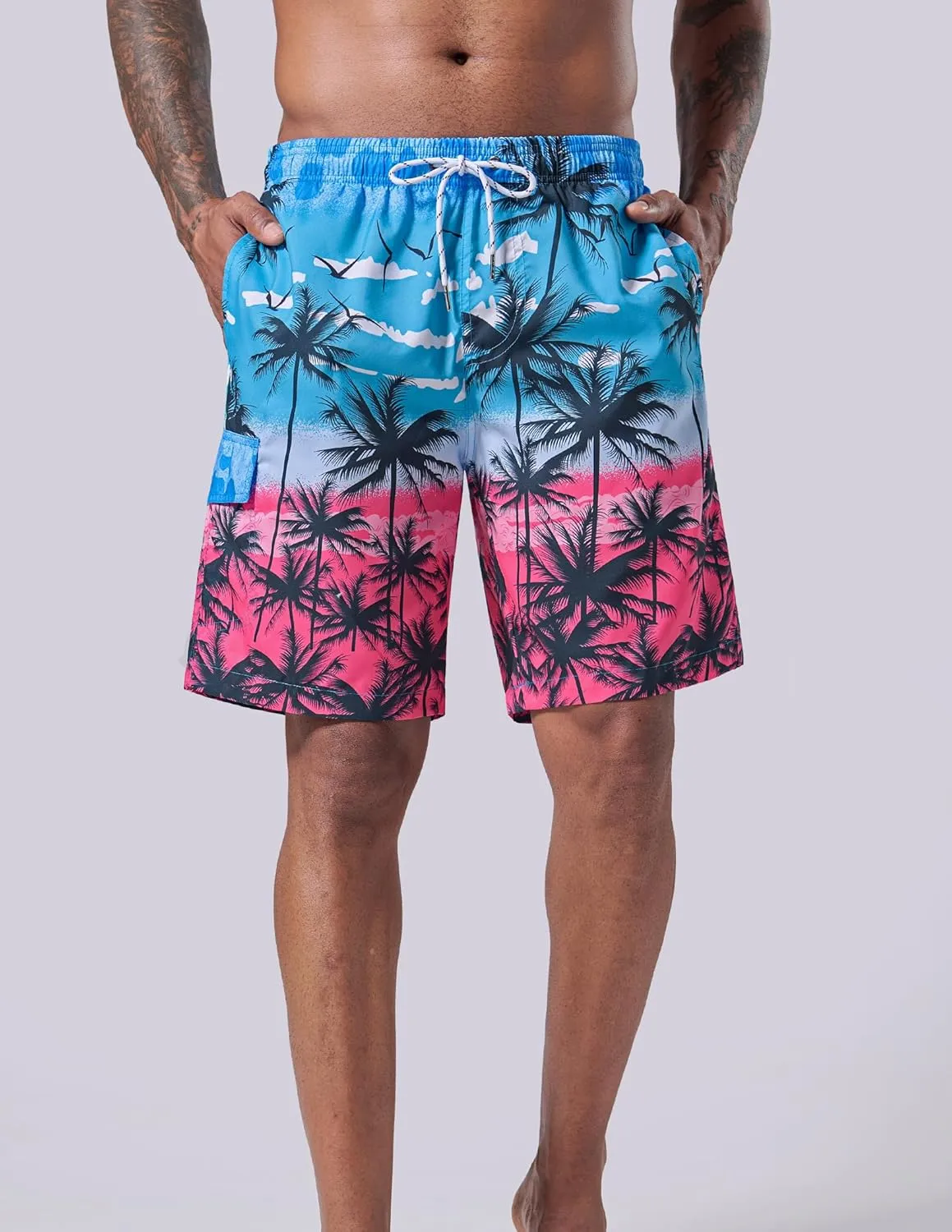 Men's 9" Quick Dry Swim Trunks with Mesh Lining and Cargo Pockets, Beach Shorts Bathing Suits