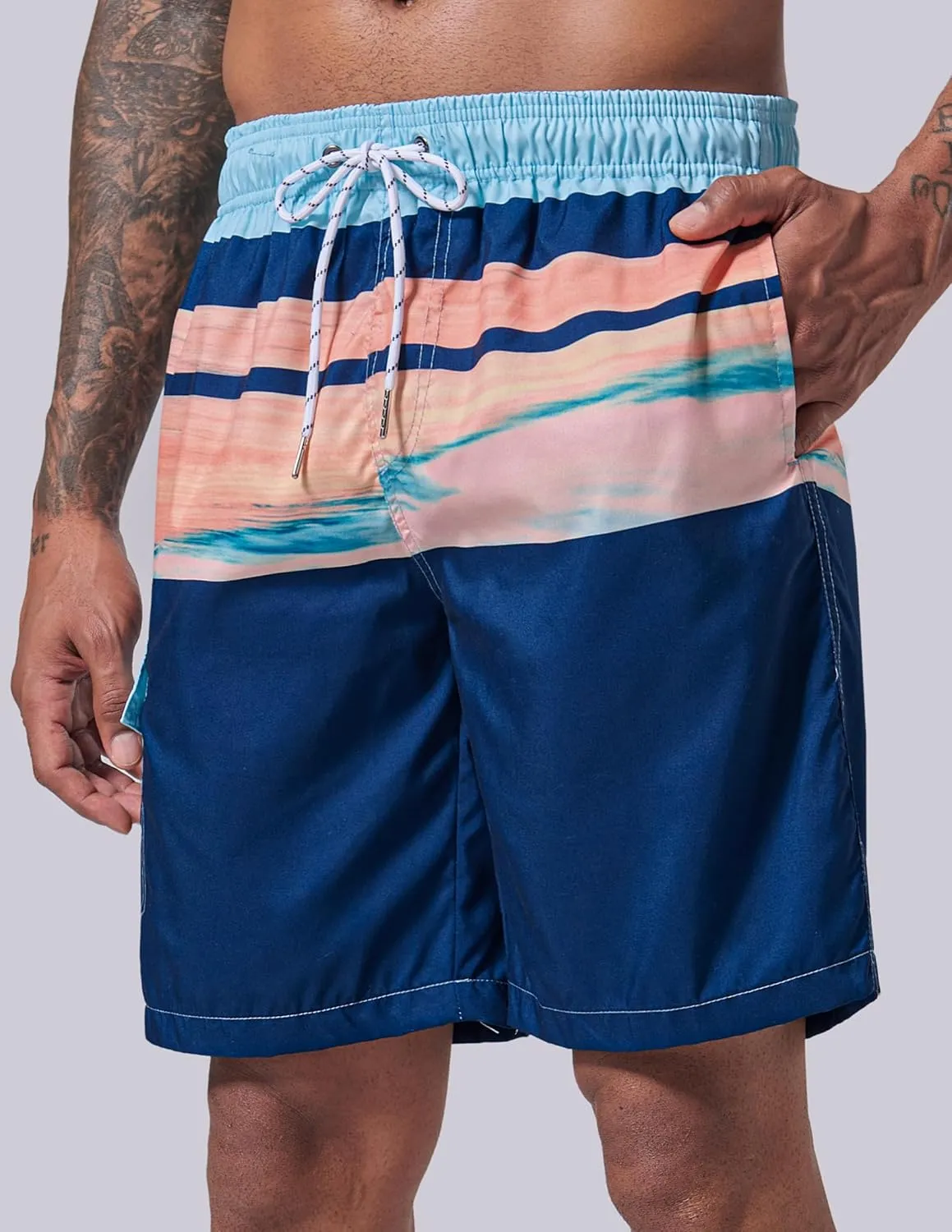 Men's 9" Quick Dry Swim Trunks with Mesh Lining and Cargo Pockets, Beach Shorts Bathing Suits