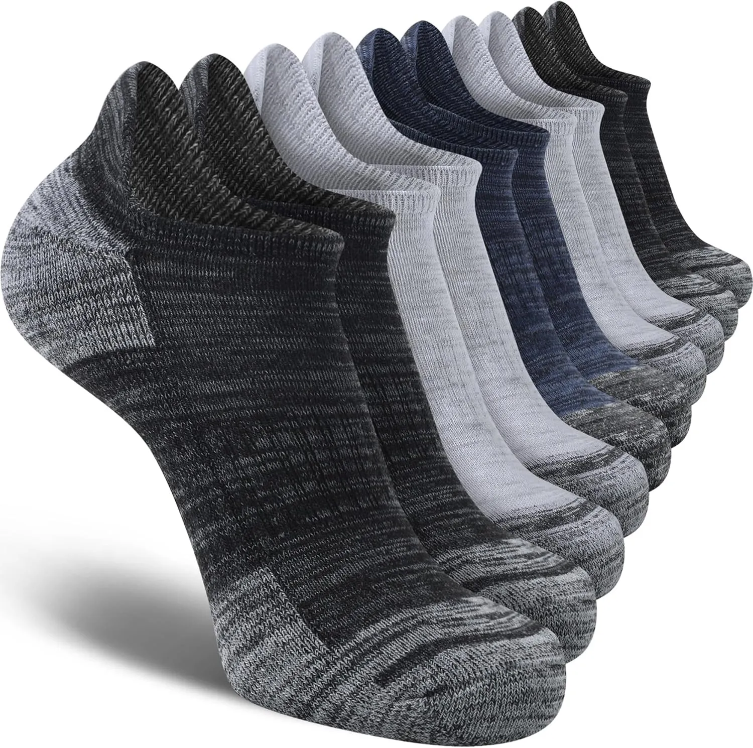 Mens Ankle Running Socks Cushioned Athletic Low Cut Short Socks for Men 5 Pack