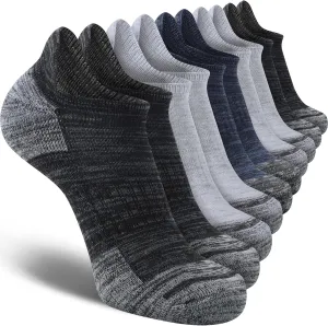 Mens Ankle Running Socks Cushioned Athletic Low Cut Short Socks for Men 5 Pack
