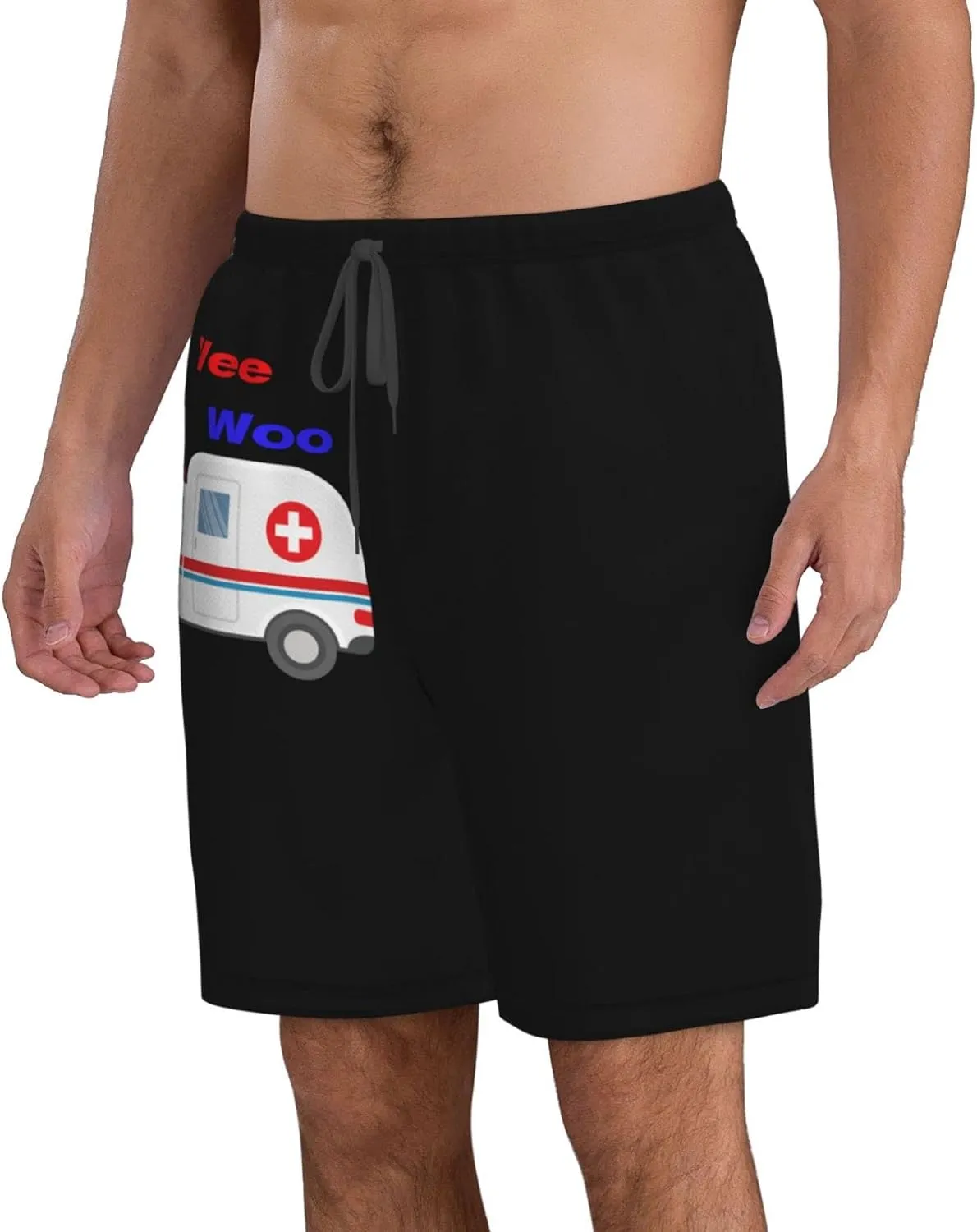 Men's Beach Shorts Drawstring Quick Dry Running Shorts Comfortable Loose Gym Shorts Swimsuit Pants with Pockets