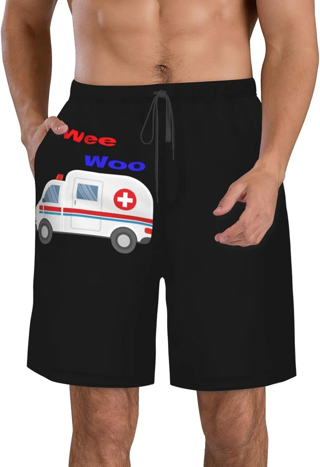 Men's Beach Shorts Drawstring Quick Dry Running Shorts Comfortable Loose Gym Shorts Swimsuit Pants with Pockets