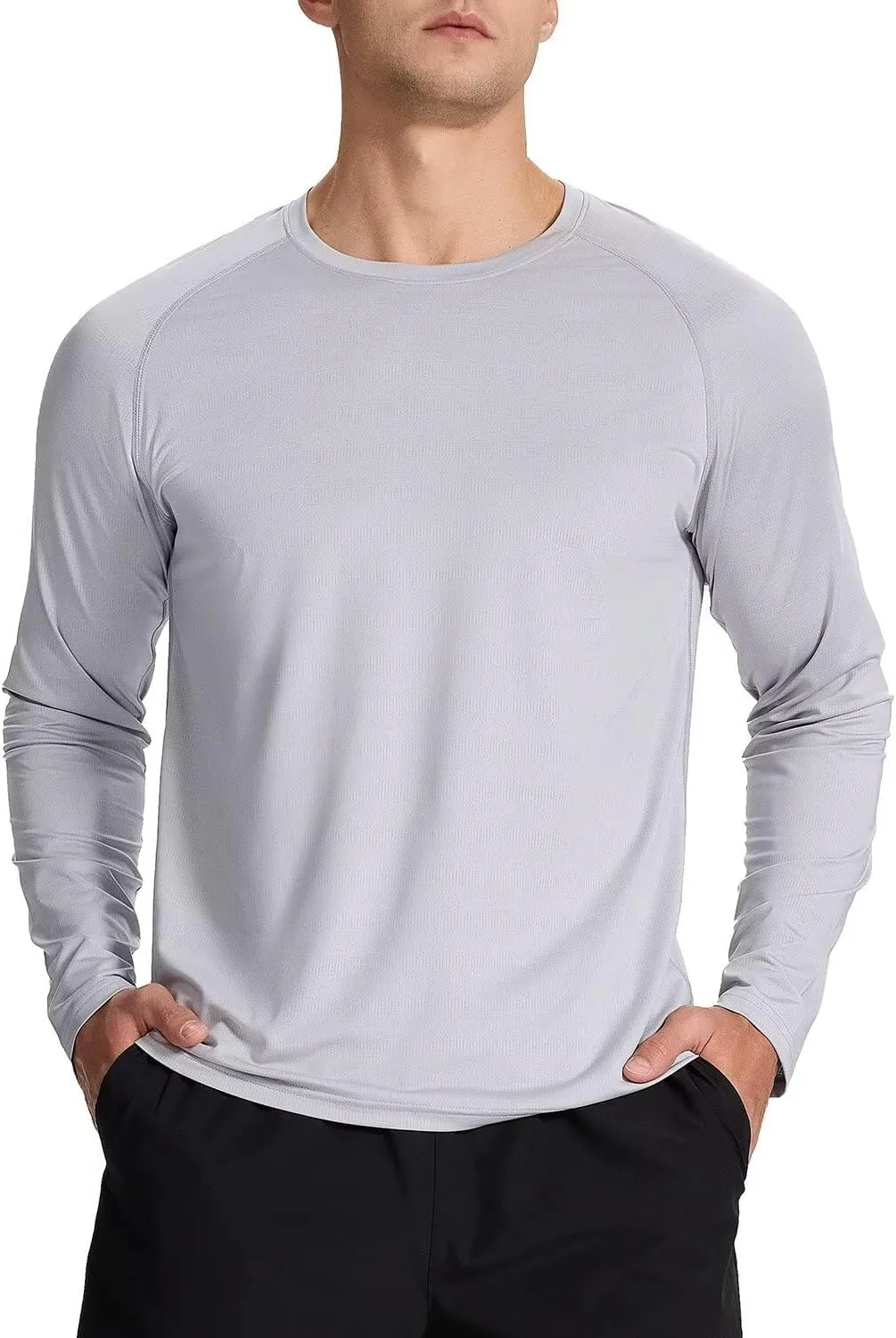 Men's Long Sleeve Shirts Lightweight UPF50 Quick Dry Rash Guard Cooling Tee with Silver Ion Tech