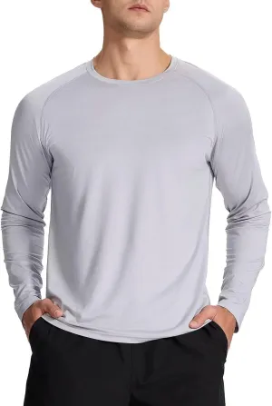 Men's Long Sleeve Shirts Lightweight UPF50 Quick Dry Rash Guard Cooling Tee with Silver Ion Tech