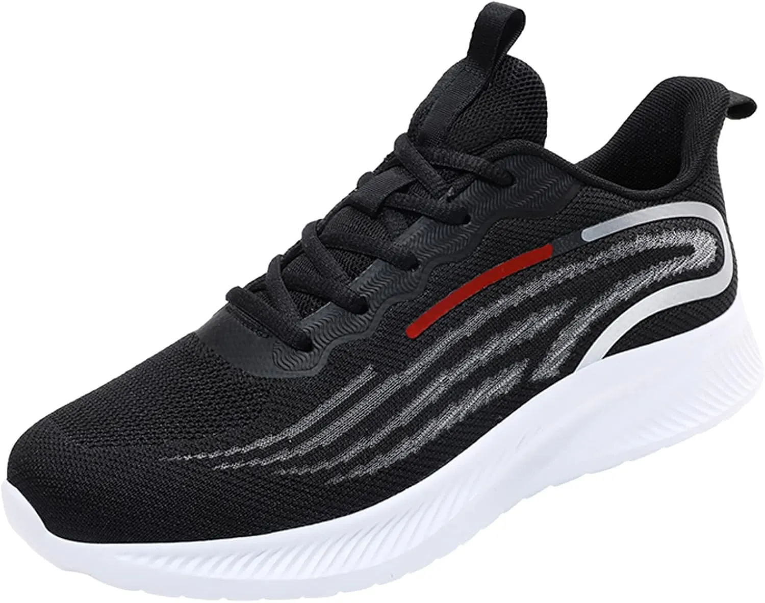 Mens Non Slip Arch Support Walking Sneakers Lightweight Breathable Mesh Slip on Cushion Running Shoes Athletic Gym Tennis Shoes for Men All Day Comfort Work Footwear Black