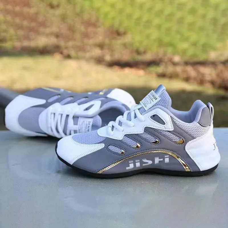 Men's Road Running Shoes - Stylish Geometric Pattern, Breathable Mesh Upper & Durable Rubber Sole, Lace-Up Closure, Low-Top Design for All-Season Outdoor Activities